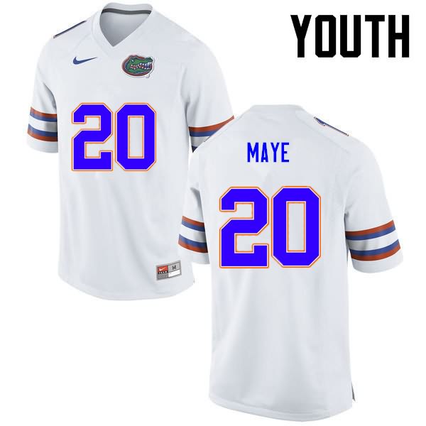 NCAA Florida Gators Marcus Maye Youth #20 Nike White Stitched Authentic College Football Jersey PNR7164VD